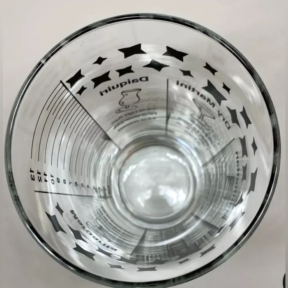 VINTAGE Federal Cocktail Drink Recipe Glass with 5 Recipes Black Print - 6” tall